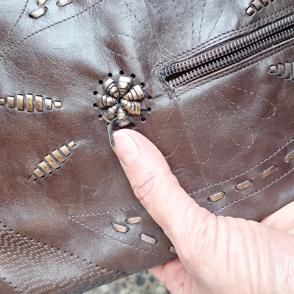 Y2K BCBGirls Brown Leather Cowboy Boots Size 8.5 B - Picture 8 of 13